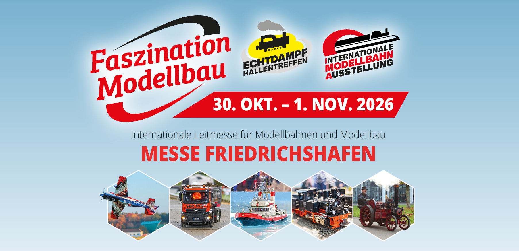 Faszination Modellbau Internationale Leitmesse für Modellbahnen und Modellbau Header FN2026 1806 x 875 deutsch